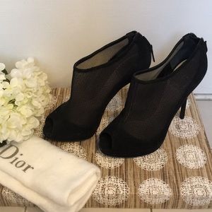 Christian Dior Suede Peep-Toe Booties (EU 37)